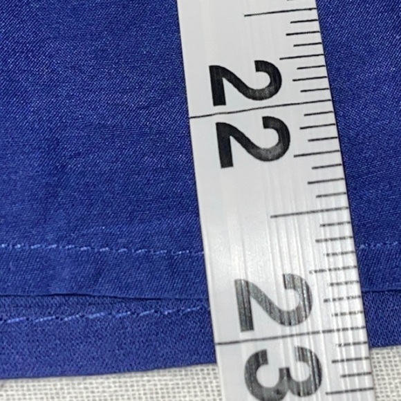 Loft Petites Blue Silk/Cotton Double layered Sleeveless Ruffle Blouse Sz… - Picture 9 of 14